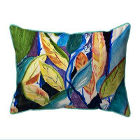 East Urban Home Gold Leaves Indoor/Outdoor Pillow