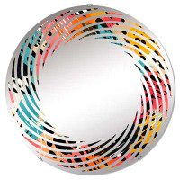 Design Art Colorful Neon Jungle Flash II - Spiral Wall Mirror|Round