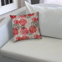 East Urban Home 20" X 20" Red And White Blown Seam Floral Throw Indoor Outdoor Pillow