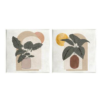 Stupell Industries Potted Plant Leaves Geometric Shapes 2 Piece Wall Plaque Art Set By Janet Tava