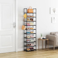 Rebrilliant 10-Tier Free Standing Shoe Rack - Holds 20-25 Pairs, With Hooks For Closet Or Entryway