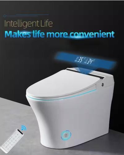 16 inch 1-piece Floor Mounted Dual Flush Elongated Smart Toilet in Heated Seat Included ( Warm Water, Air Dry ) VAD in Plumbing, Sinks, Toilets & Showers