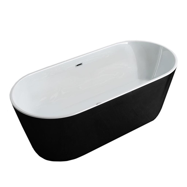 59x31x23 Seamless Freestanding Acrylic Tub – 1 Piece in Black or White - Centre Drain JBQ in Plumbing, Sinks, Toilets & Showers - Image 2