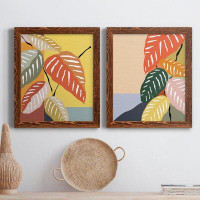 Bay Isle Home™ Tropical Plant I - 2 Piece Picture Frame Print Set on Canvas