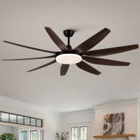 Ivy Bronx 71" Integrated LED Lighting Ceiling Fan With 9 Solid Wood Blade