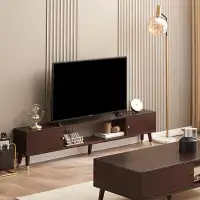 Corrigan Studio 86.61" Walnut colour Standard Solid Wood TV Stands