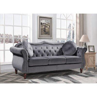 House of Hampton Coutu 79.5" Velvet Rolled Arm Sofa