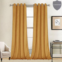 Homlpope 2Panels  Velvet Curtains 108 Inches Blackout Velvet Extra Long Curtains Panels Thermal Insulated Room Darkening