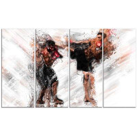 Made in Canada - Design Art Kick Boxing Side Kick 4 Piece Graphic Art on Wrapped Canvas Set