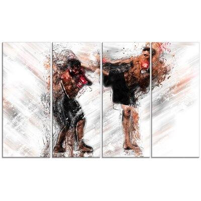 Made in Canada - Design Art Kick Boxing Side Kick 4 Piece Graphic Art on Wrapped Canvas Set in Arts & Collectibles