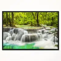Made in Canada - East Urban Home 'Erawan Waterfall View' Floater Frame Photograph on Canvas
