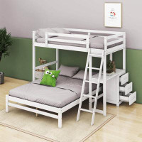 Harriet Bee Jacorey Kids Twin Over Full Bunk Bed with Built-in Desk and Three Drawers