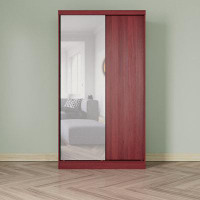 Ebern Designs Ebern Designs Modern Wood Double Sliding Door Wardrobe In Light Gray