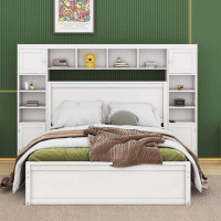 Latitude Run® Queen Size Wooden Bed With All-In-One Cabinet, Shelf And Sockets