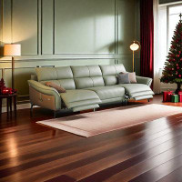 ULTORU 107.06" Green Genuine Leather Modular Sofa cushion couch