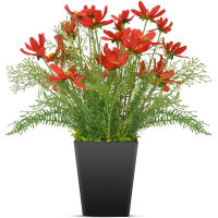 Primrue Artificial Silk Flower Coreopsis Faux Flowers Potted Floral Decor, 16.7Inch Outdoor UV Resistant Plants, Fake Si