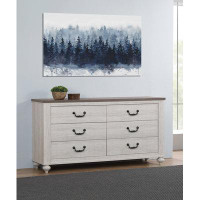 Gracie Oaks Bionca 6 - Drawer 58.6" W Double Dresser in Vintage Linen and Ash Brown
