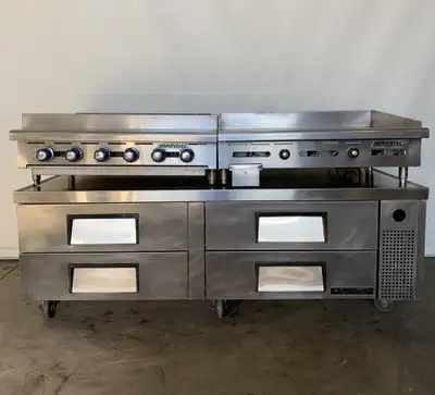 Imperial Grill & Skillet on Table with Heated Drawers
