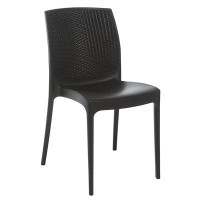 Ivy Bronx Boheme Patio Dining Chair - Rattan Back and Smooth Seat; Stackable; Made in Italy; Anthracite (Grey)