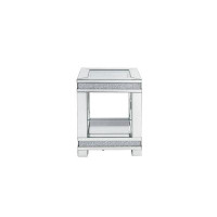 Everly Quinn Clear Glass And ManufactuWood Square End Table With Shelf