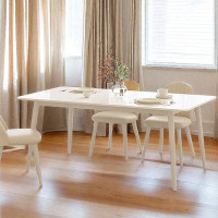 George Oliver 62.99" White Stone Rectangular Dining Table