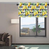 Bay Isle Home™ Watercolor Fresh Fruit Window Valance Rod Pocket Panel For Kitchen Bedroom Windows Yellow Lemon On Black