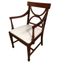 Leighton Hall Furniture Fabric Cross Back Arm Chair in Brown/Cream