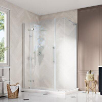 Ove Decors OVE Decors Endless TA1431301 Tampa, Corner Frameless Hinge Shower Door, 51 5/8 To 52 13/16 In. W X 72 In. H,