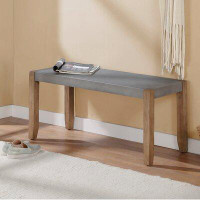 Loon Peak Aston 40" Wide Rustic Industrial Solid Wood Concrete Like Finish Dining Kitchen Or Entryway Bench