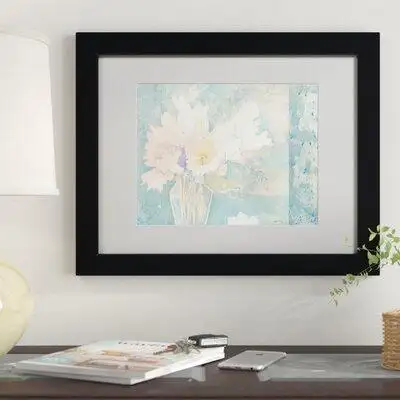 This ready to hang matted framed art piece features a vase of flowers. Giclee (jee-clay) is an advan...