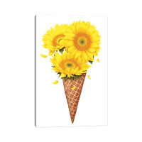 East Urban Home Ice Cream With Sunflowers - Wrapped Canvas Print