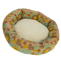 Tucker Murphy Pet™ Round Floral Cotton And Sherpa Pet Bed With Removable Cover