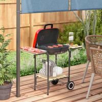 Charcoal Grill 38.5"L x 19.25"W x 32"H Black and Red