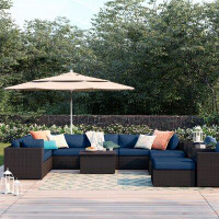Lark Manor Anishia Belle 13 Piece Outdoor Sectional Seating Group with Cushions and Coffee Tables