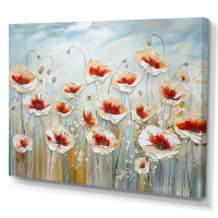 Winston Porter Red And Grey Poppies Field - Poppies Wall Art Living Room