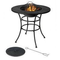 Red Barrel Studio 4 In 1 Fire Pit, Grill Cooking BBQ Grate, Ice Bucket, Dining Table