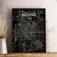 Wrought Studio 'Beijing City Map' Graphic Art Print Poster in Luxe