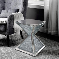 Everly Quinn Noralie End Table, Mirrored & Faux Diamonds