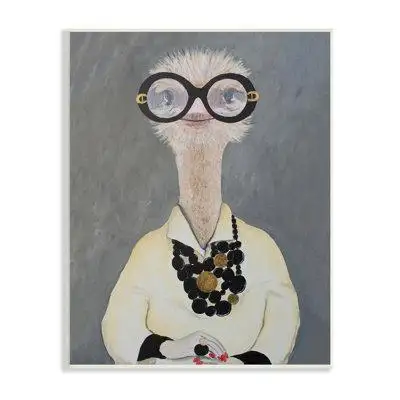 Stupell Industries Ostrich Bird Wearing Glasses Jewellery Painted Nails