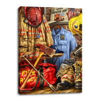 Williston Forge Fire Fighter - Wrapped Canvas Print