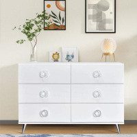 Ivy Bronx Robinson White and Chrome 6 - Drawer Double Dresser