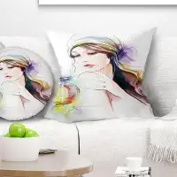 Made in Canada - East Urban Home Portrait Woman with Perfume Bottle Pillow