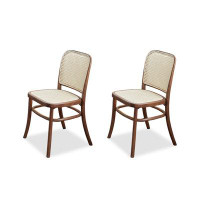 WONERD 32.68" Nut-brown Solid back side Chair(Set of 2)