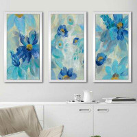 Ebern Designs 'Blue Flowers Whisper I' Multi-Piece Image Acrylic Painting Print