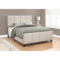 Latitude Run® Bed Queen Size Platform Bedroom Frame Upholstered Linen Look Transitional