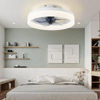 HELYIVLE Modern Ceiling Fan With Light And Remote Control, 19.75 Inch (Approx. 50.0 Cm) Low Profile Ceiling Fan Recessed