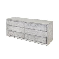 Benjara Romo 71 Inch Wide Dresser, 6 Drawers, Natural Cream Acacia Wood Finish