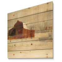 Made in Canada - East Urban Home Winter in the Barns - Farmhouse Print on Natural Pine Wood