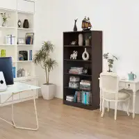 Latitude Run® Freestanding Classic Wooden Display Bookshelf, Floor Standing Bookcase, With 5 Open Display Shelves, Brown
