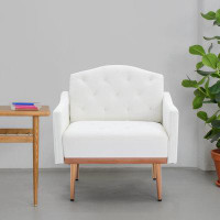 GZMWON White Accent  Chair, Living Room Couch